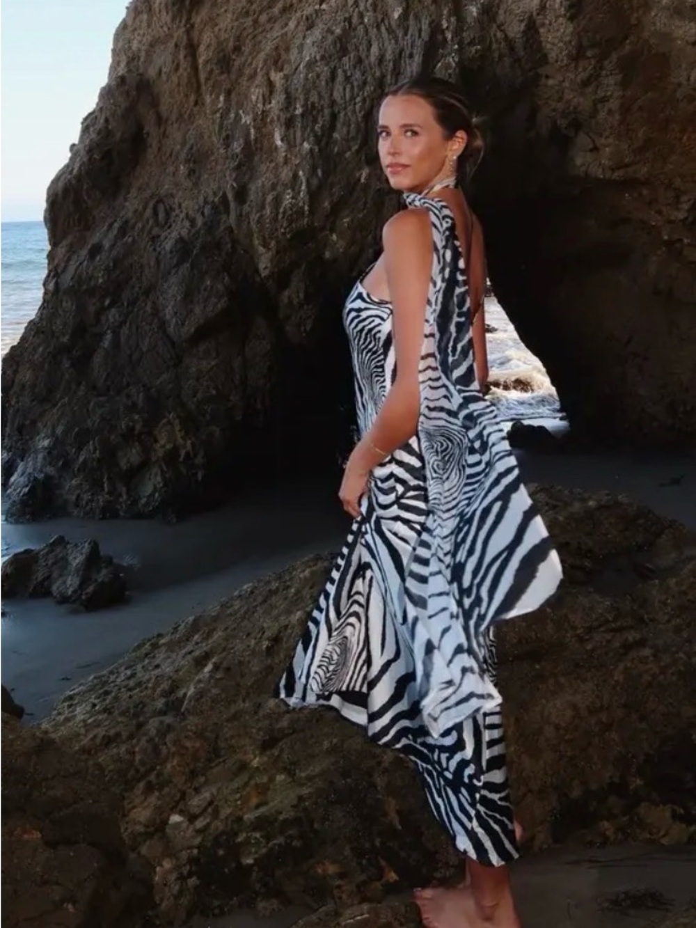 DELFI Collective Nairobi Gown One Shoulder Zebra Print Maxi size Medium - Picture 10 of 15